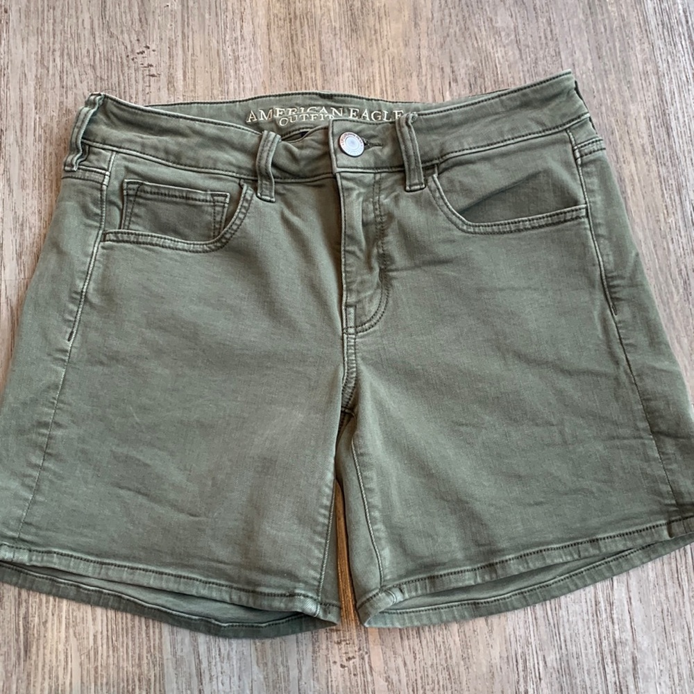 American Eagle faded green shorts